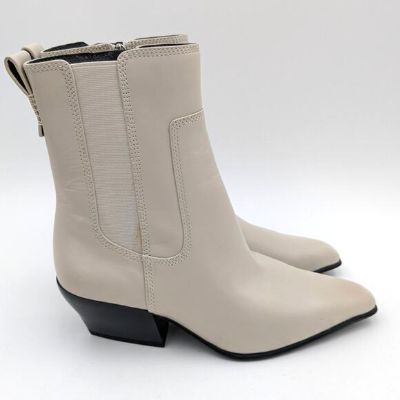 Franco Sarto A-Anina Western Ankle Boots Women's Ivory Leather Size 6.5M EU36.5 - Picture 3 of 14